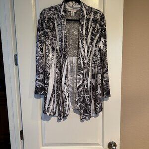 Style & Company Jeans Open Cardigan Black and White, Size Medium
